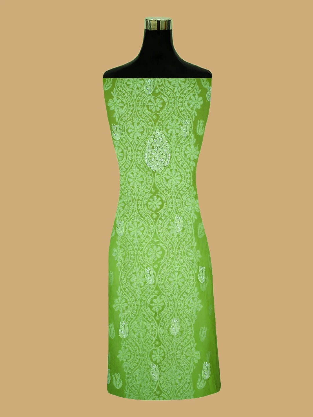 Ada Hand Embroidered Lime Green Georgette Lucknowi Chikankari Unstitched Suit Piece 01A793586