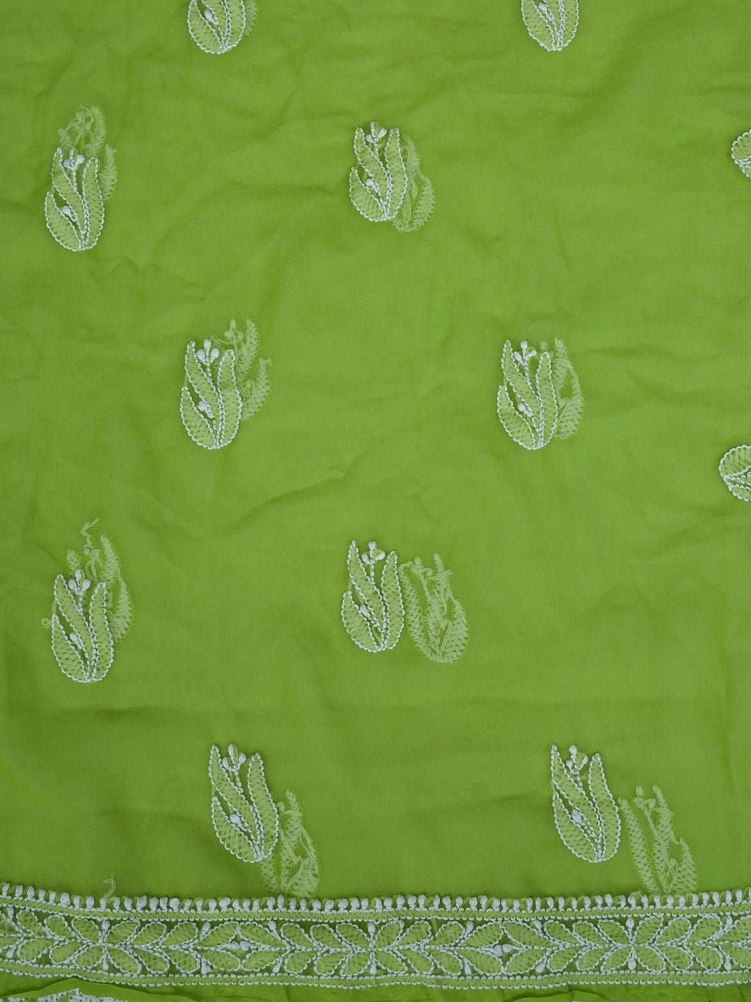 Ada Hand Embroidered Lime Green Georgette Lucknowi Chikankari Unstitched Suit Piece 01A793586