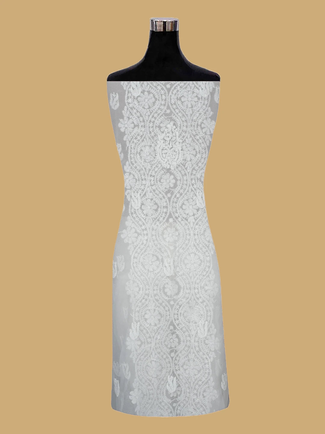 Ada Hand Embroidered White Georgette Lucknowi Chikankari Unstitched Suit Piece 01A793474