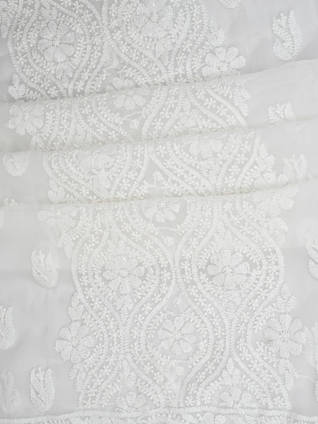 Ada Hand Embroidered White Georgette Lucknowi Chikankari Unstitched Suit Piece 01A793474