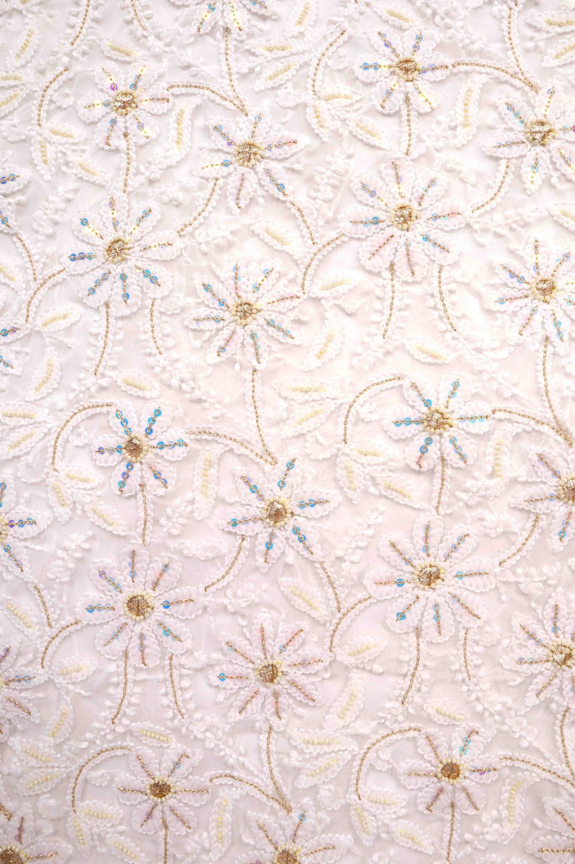 Ada Hand Embroidered White Georgette Lucknowi Chikankari Unstitched Suit Piece With Pearl Work A262204