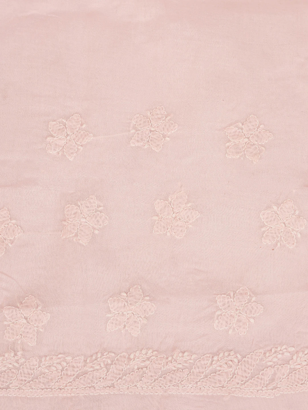 Ada Hand Embroidered Pink Cotton Lucknowi Chikankari Saree With Blouse 01A777386