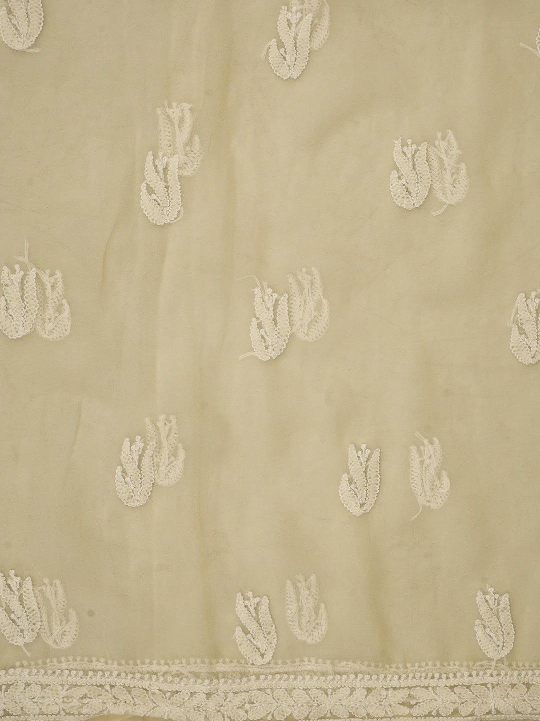 Ada Hand Embroidered Cream Georgette Lucknowi Chikankari Unstitched Suit Piece 01A793553