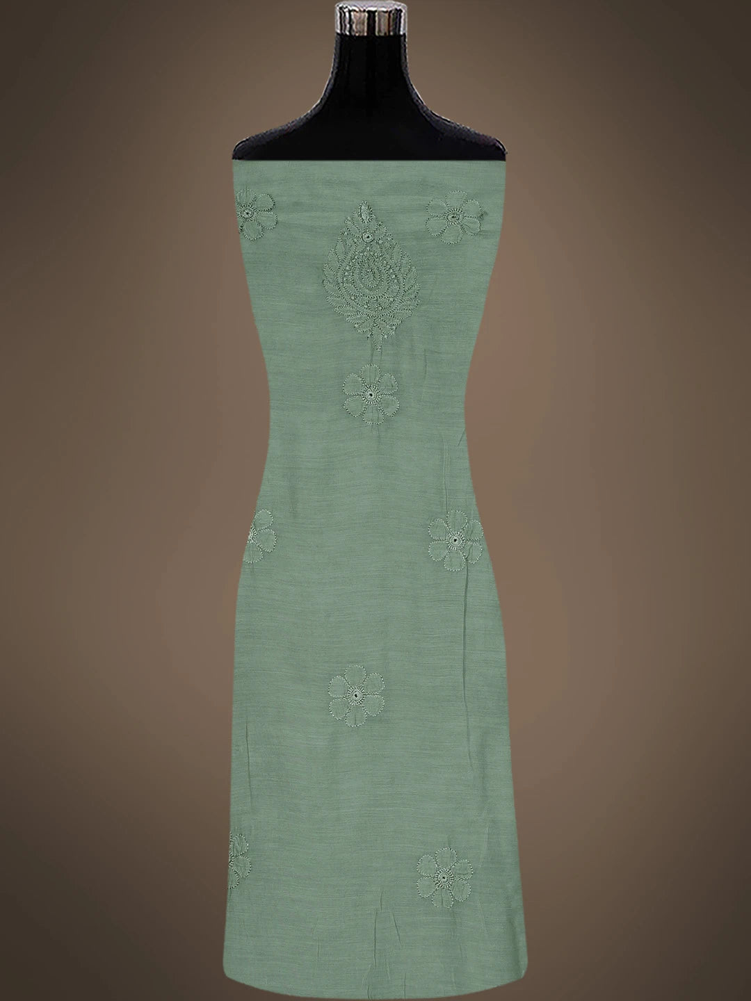 Ada Hand Embroidered Olive Green Georgette Lucknowi Chikankari Unstitched Suit Piece 01A798322