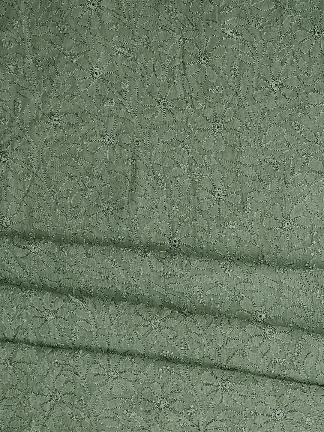 Ada Hand Embroidered Olive Green Georgette Lucknowi Chikankari Unstitched Suit Piece 01A798322