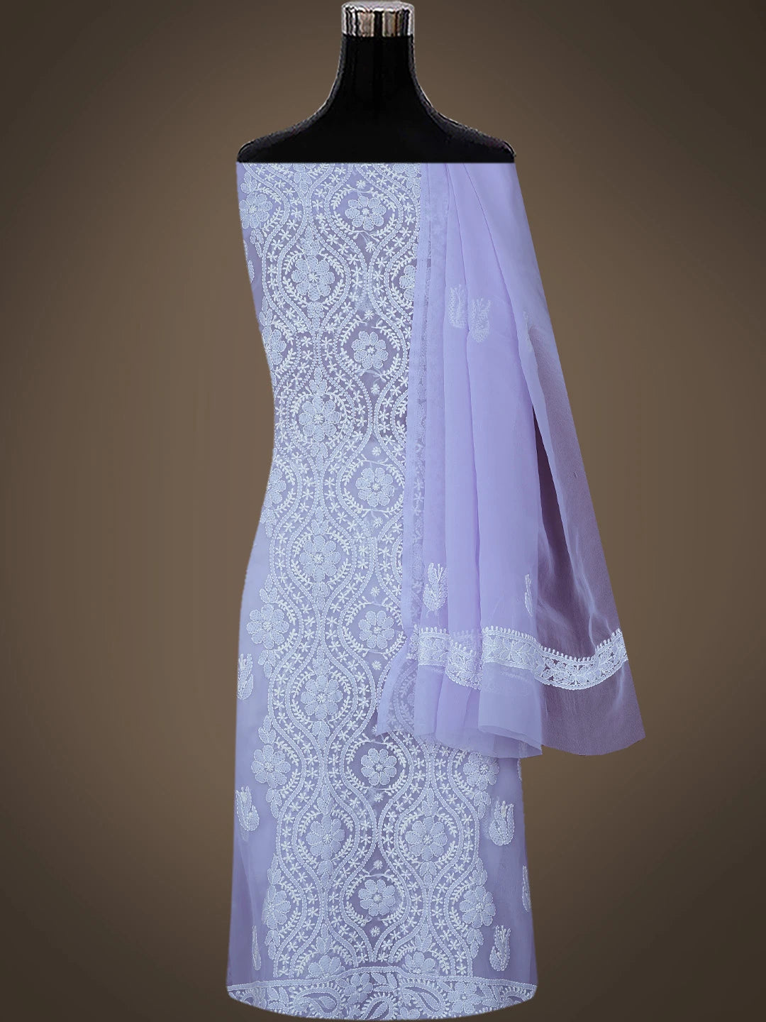 Ada Hand Embroidered Mauve Georgette Lucknowi Chikankari Unstitched Suit Piece 01A793492