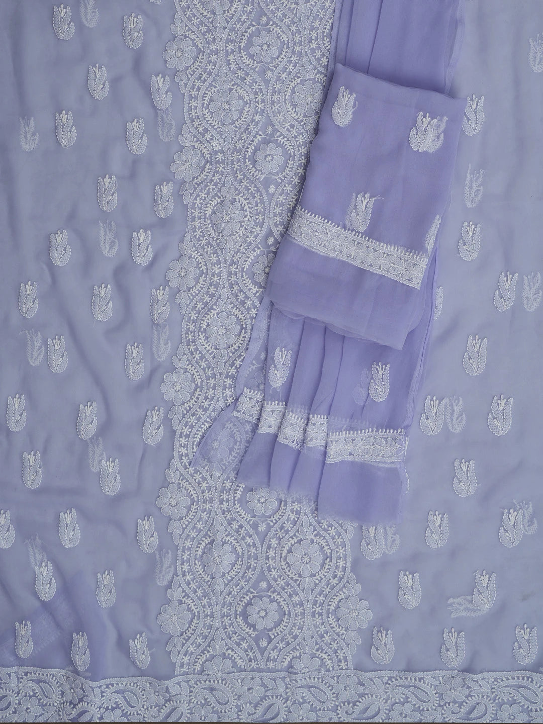 Ada Hand Embroidered Mauve Georgette Lucknowi Chikankari Unstitched Suit Piece 01A793492
