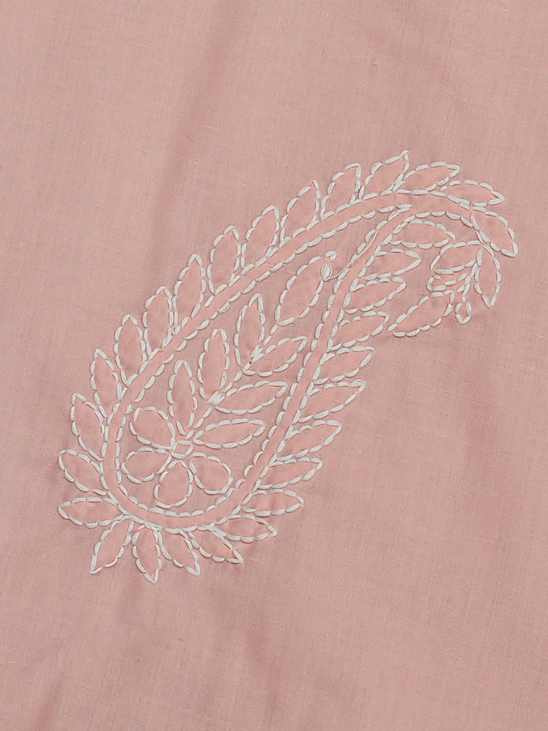Ada Hand Embroidered Peach Cotton Lucknowi Chikankari Bed Sheet With Pillow Cover Set 01A757557