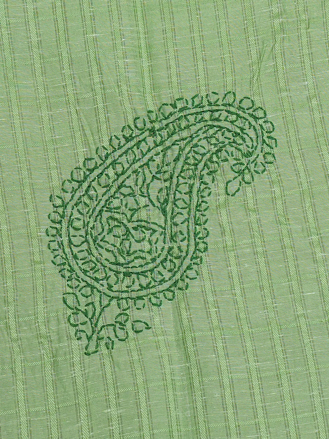 Ada Hand Embroidered Green Cotton Lucknowi Chikankari Bed Sheet With Pillow Cover Set 01A800419