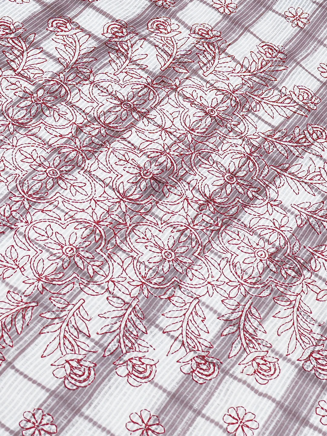 Ada Hand Embroidered White Cotton Lucknowi Chikankari Bed Sheet With Pillow Cover Set 01A800431