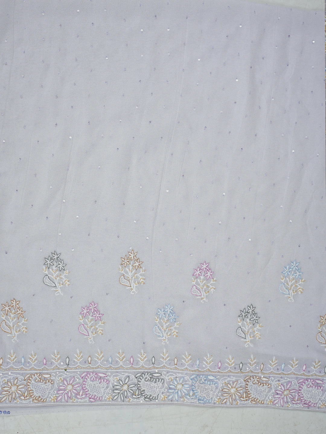 Ada Hand Embroidered Lavender Pure Georgette Lucknowi Chikankari Saree and Blouse With Cutdana Work 01A628058
