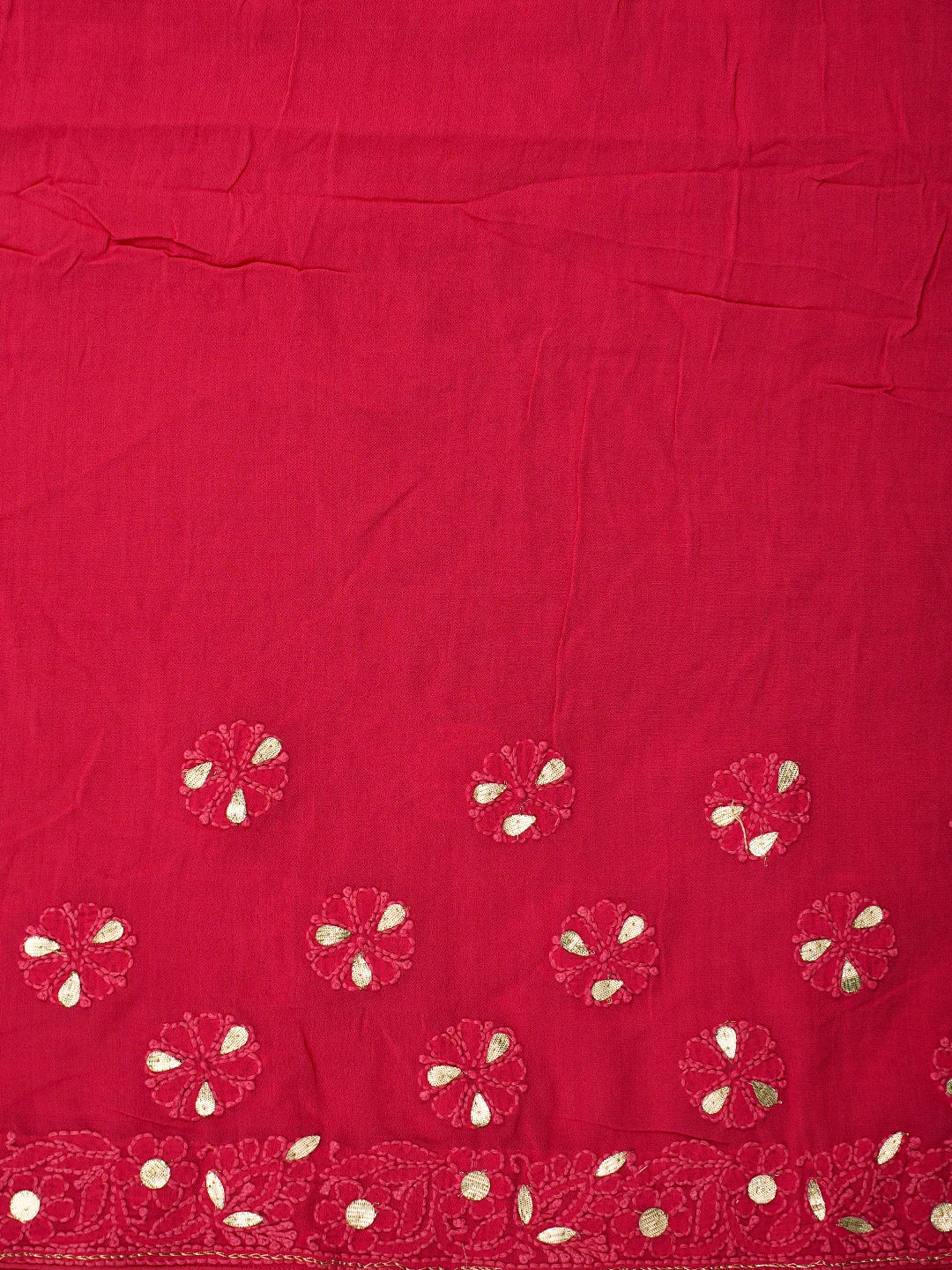 Ada Hand Embroidered Magenta Viscose Georgette Lucknowi Chikankari Saree and Blouse With Gota Patti Work 01A745913