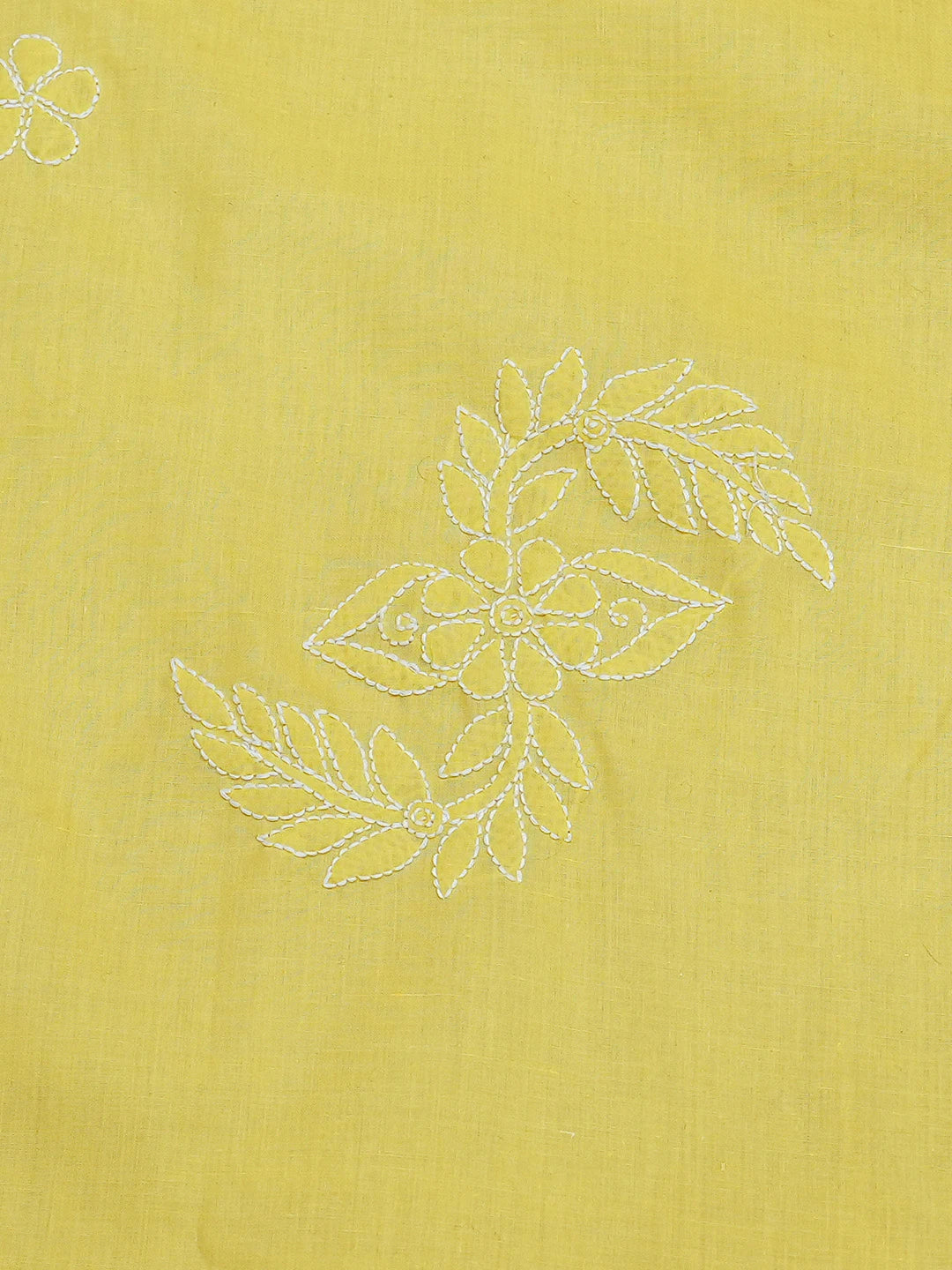 Ada Hand Embroidered Yellow Cotton Lucknowi Chikankari Bed Sheet With Pillow Cover Set 01A785758