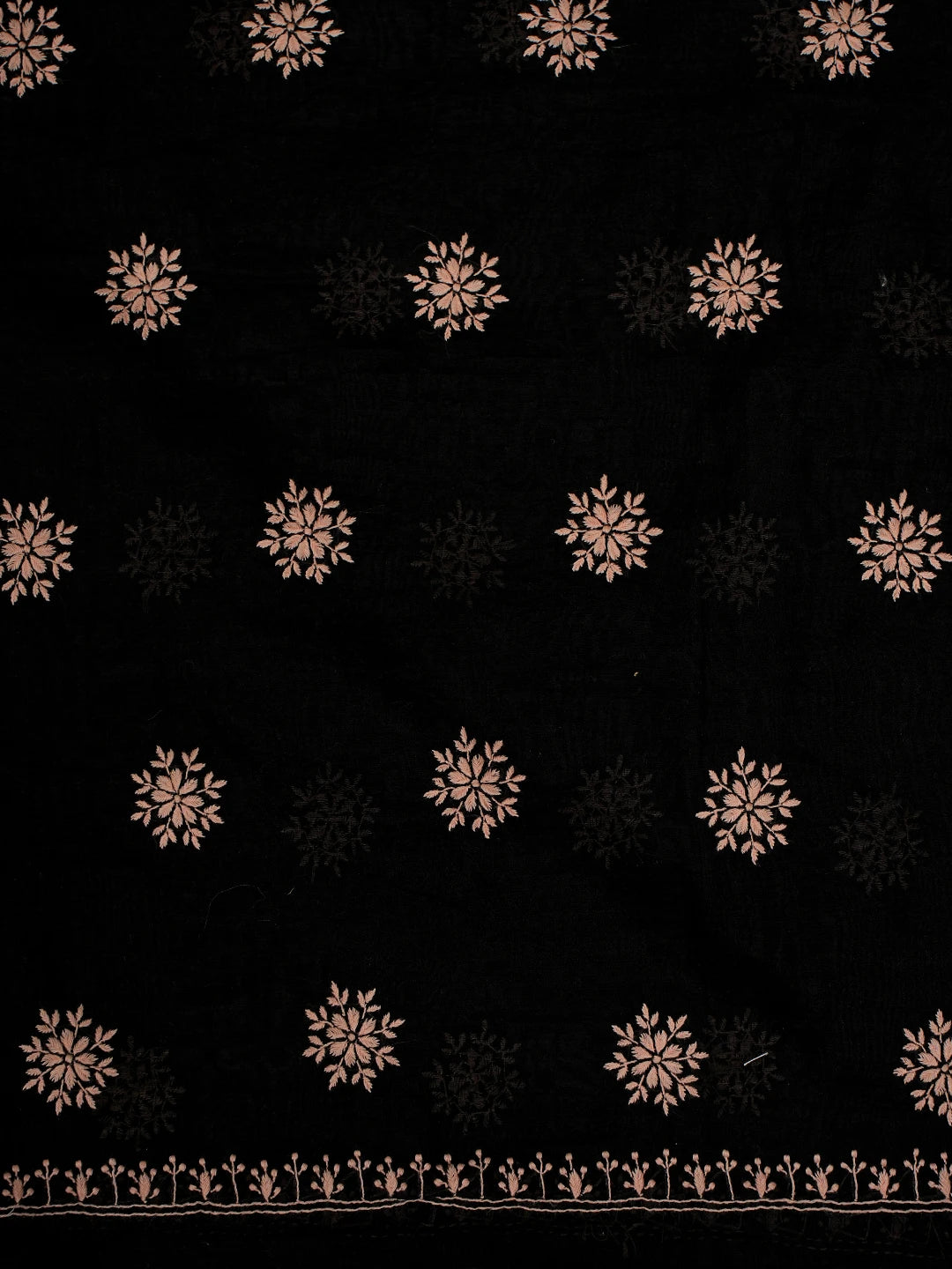 Ada Hand Embroidered Black Chanderi Lucknowi Chikankari Unstitched Kurta Dupatta Set 01A440301