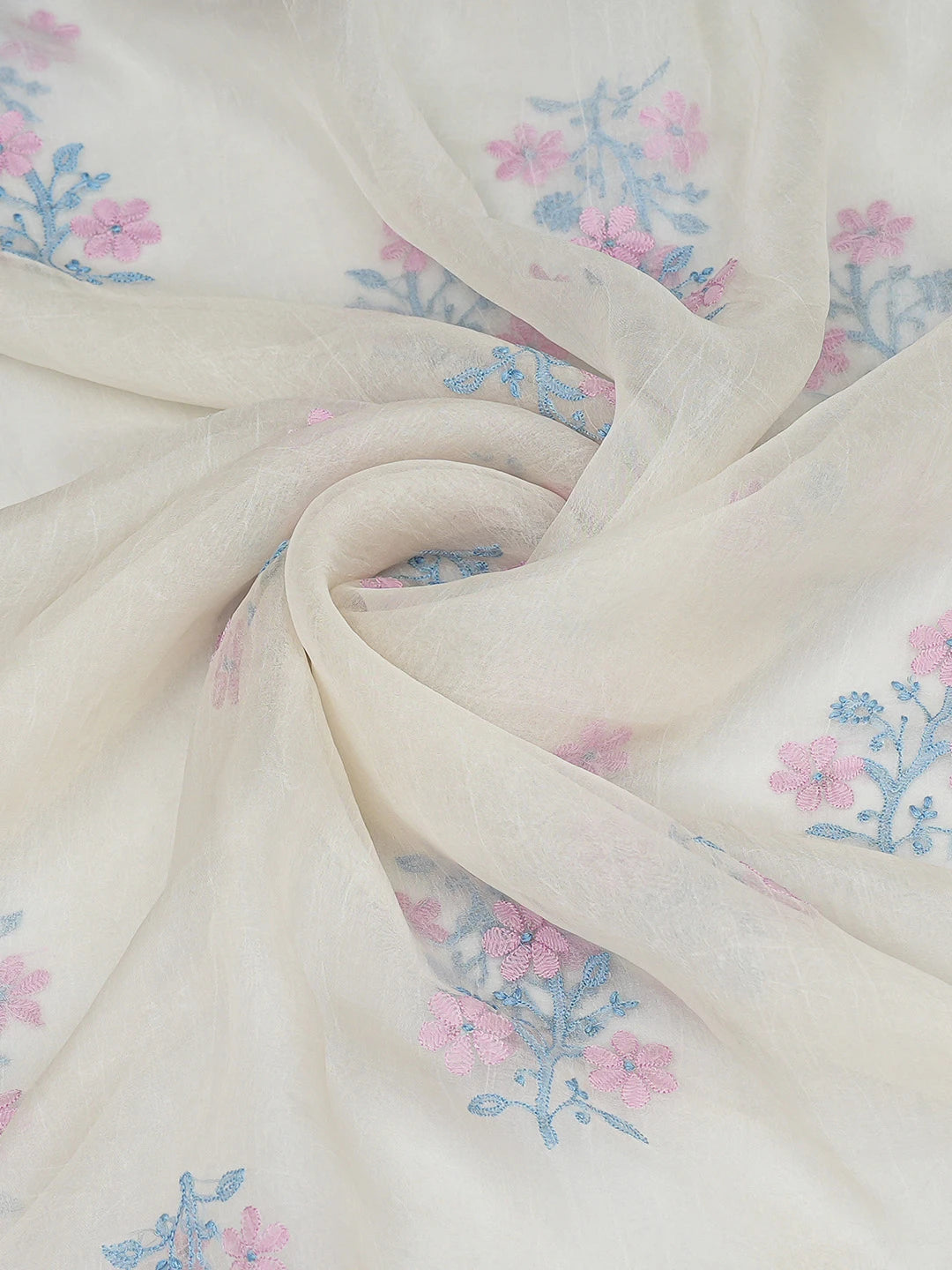 Ada Hand Embroidered White Organza Lucknowi Chikankari Dupatta 01A648861