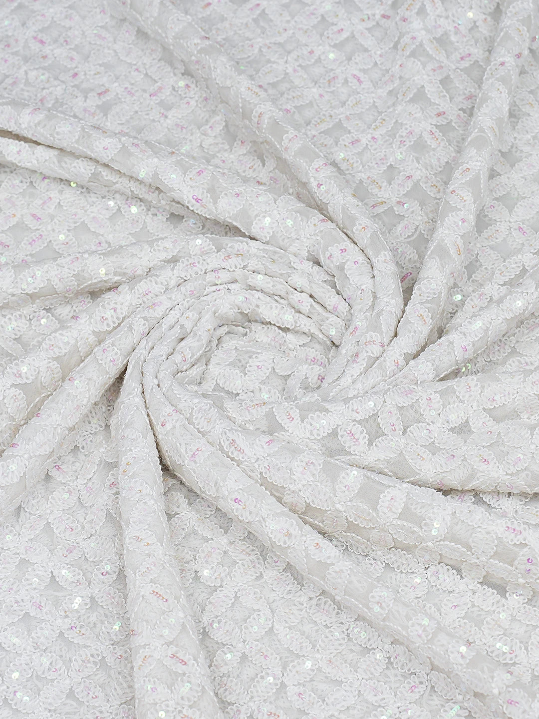 Ada Hand Embroidered White Georgette Lucknowi Chikankari Dupatta With Sequinned Work A594343