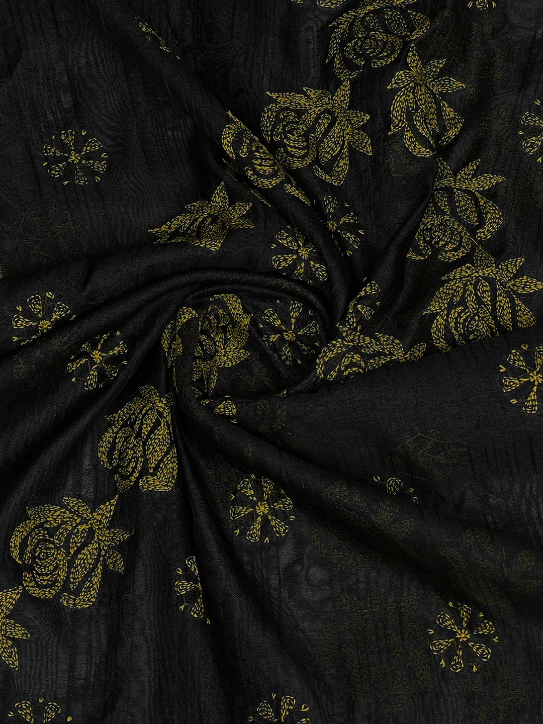 Ada Hand Embroidered Black Chanderi Lucknowi Chikankari Dupatta 01A774296