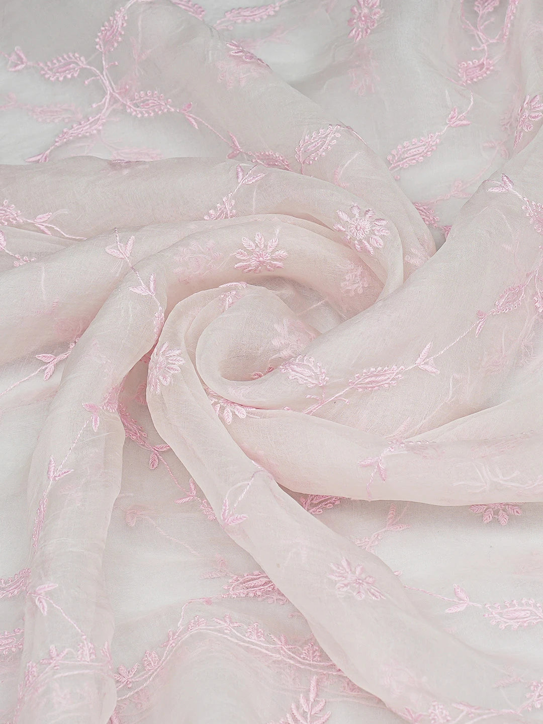 Ada Hand Embroidered White Organza Lucknowi Chikankari Dupatta 01A760078