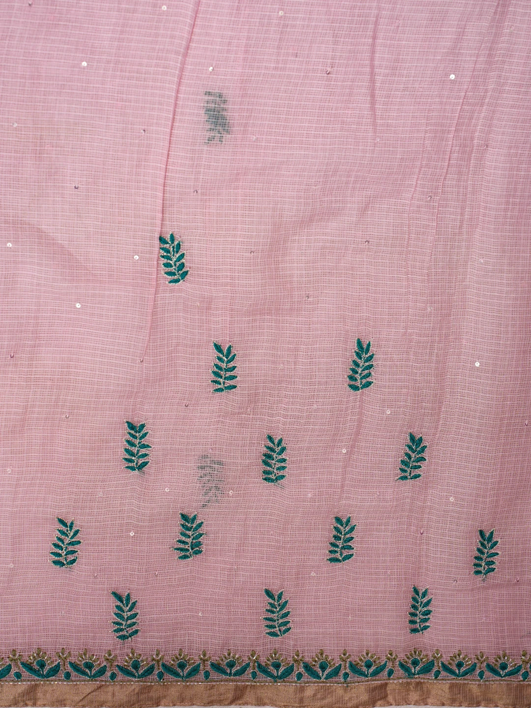 Ada Hand Embroidered Pink Kota Lucknowi Chikankari Saree and Blouse With Sequins Work 01A719311