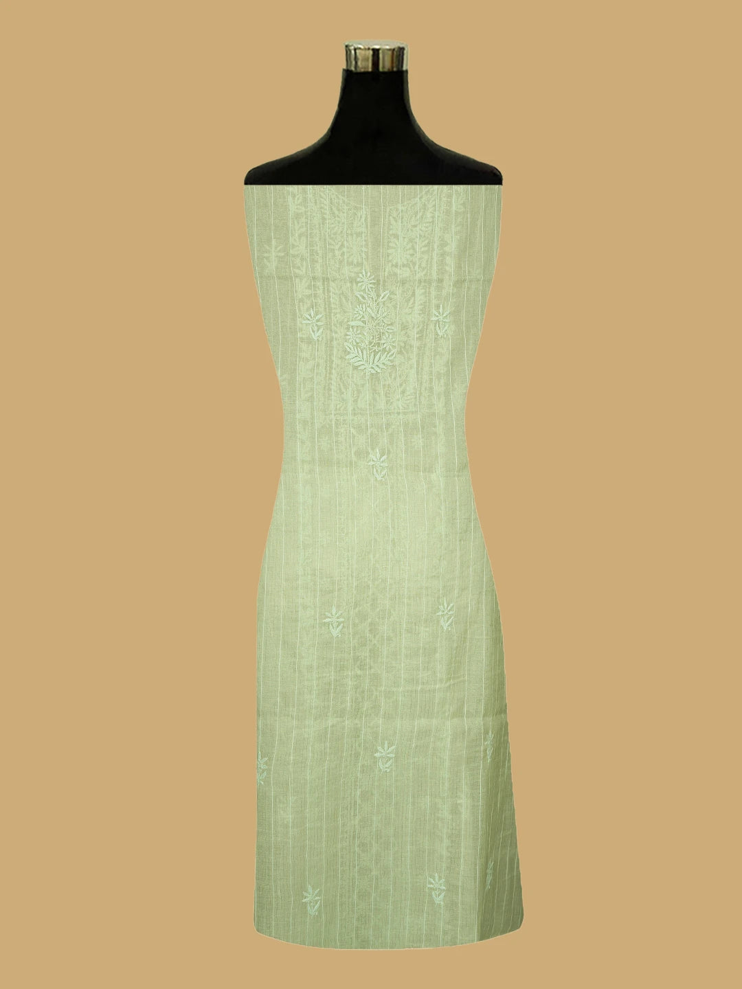Ada Hand Embroidered Pista Green Chanderi Lucknowi Chikankari Unstitched Suit Piece 01A787698