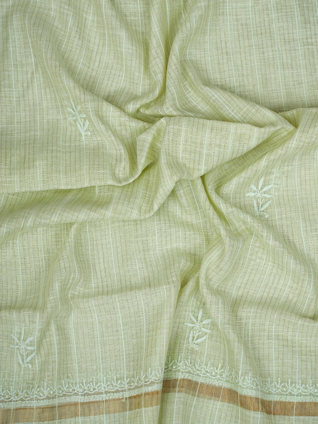 Ada Hand Embroidered Pista Green Chanderi Lucknowi Chikankari Unstitched Suit Piece 01A787698