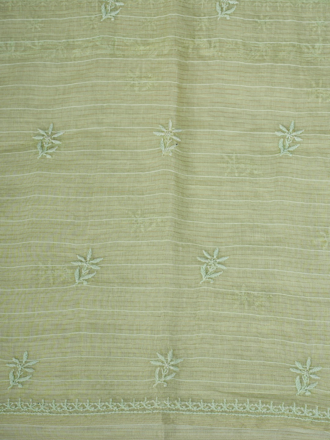 Ada Hand Embroidered Pista Green Chanderi Lucknowi Chikankari Unstitched Suit Piece 01A787698