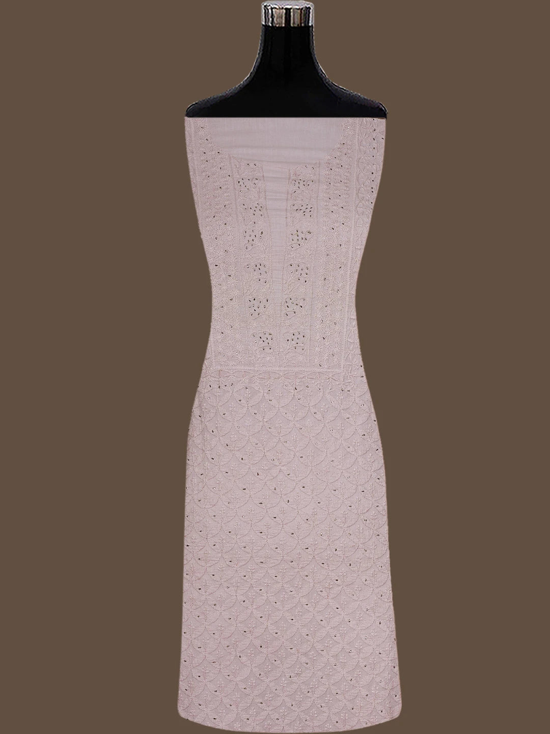 Ada Hand Embroidered Dusty Peach Cotton Lucknowi Chikankari Unstitched Suit Piece With Muqaish Work 01A260000