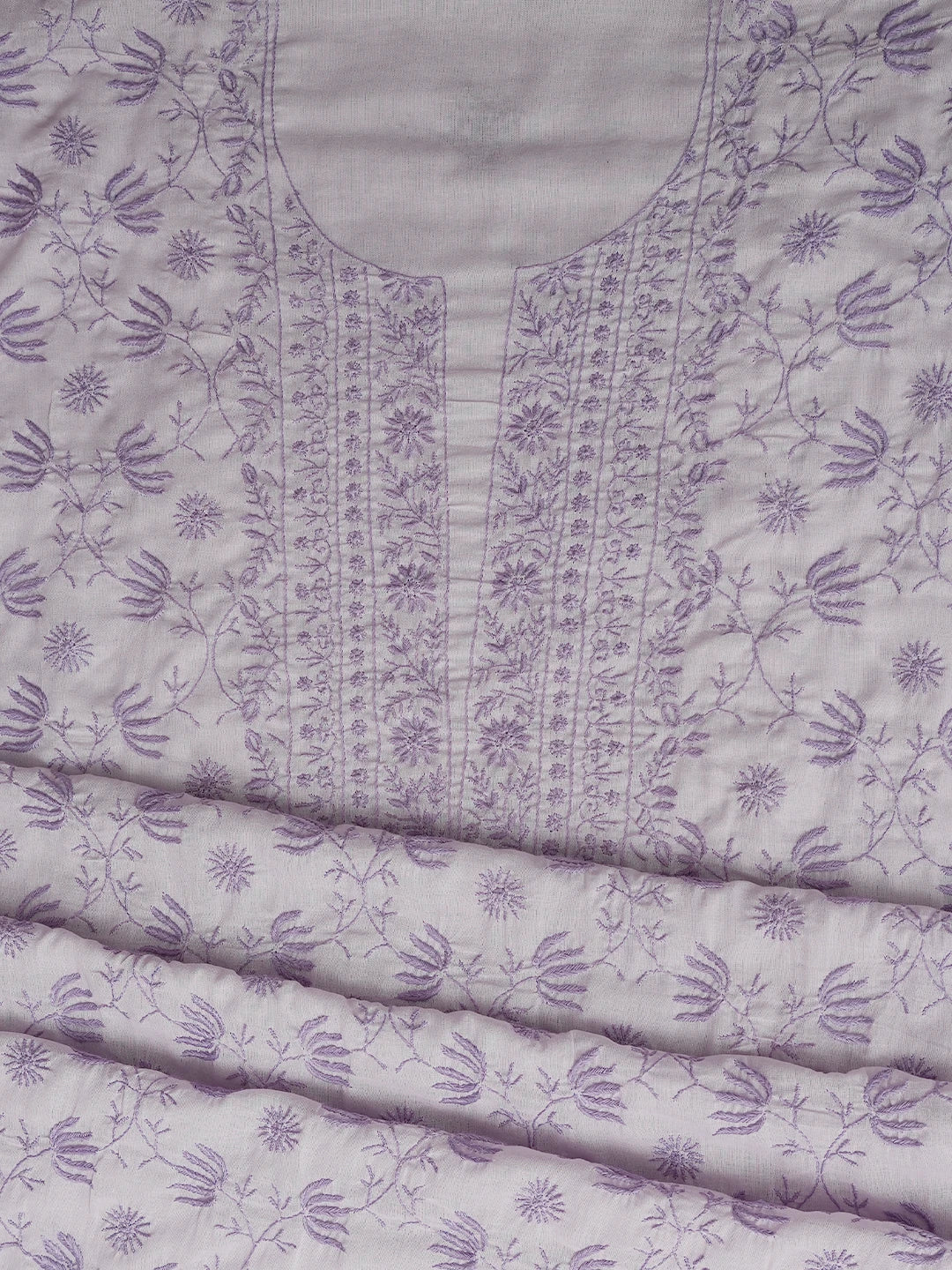 Ada Hand Embroidered Lavender Cotton Lucknowi Chikankari Unstitched Suit Piece 01A369740