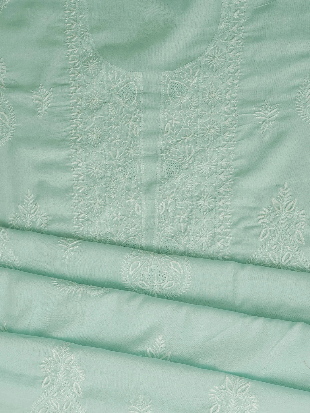 Ada Hand Embroidered Pastel Blue Cotton Lucknowi Chikankari Unstitched Suit Piece 01A773685