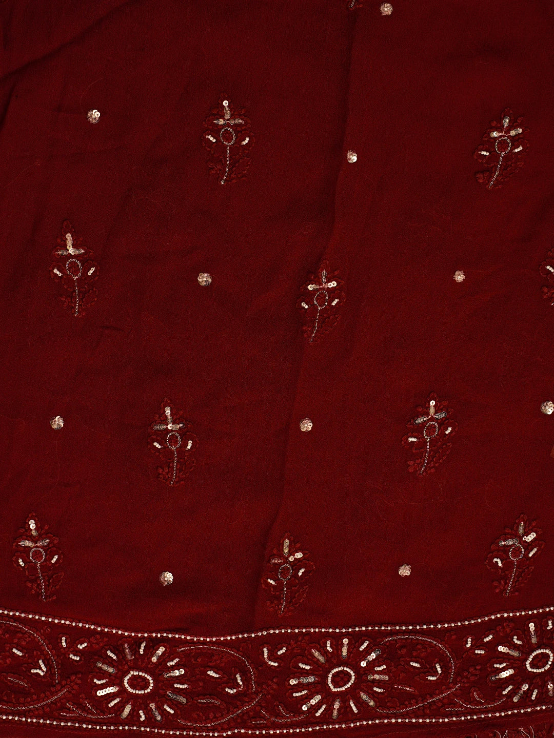 Ada Hand Embroidered Maroon Viscose Georgette Lucknowi Chikankari Semi-Stitched Anarkali Kurta Piece With Zari Work 01A288225