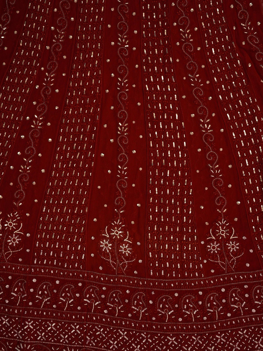 Ada Hand Embroidered Maroon Viscose Georgette Lucknowi Chikankari Semi-Stitched Anarkali Kurta Piece With Zari Work 01A288225