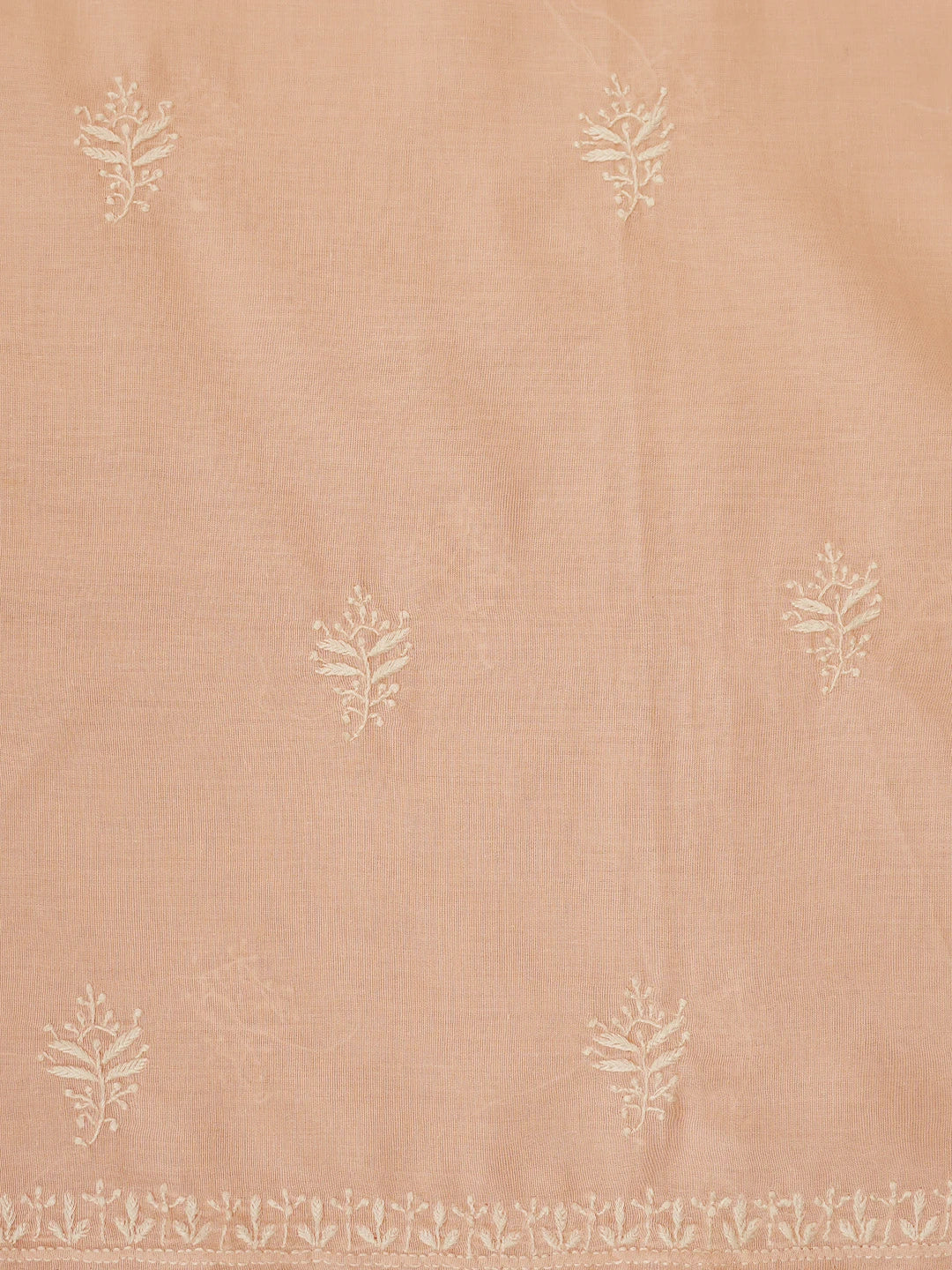 Ada Hand Embroidered Creamy Peach Cotton Lucknowi Chikankari Unstitched Suit Piece 01A773695