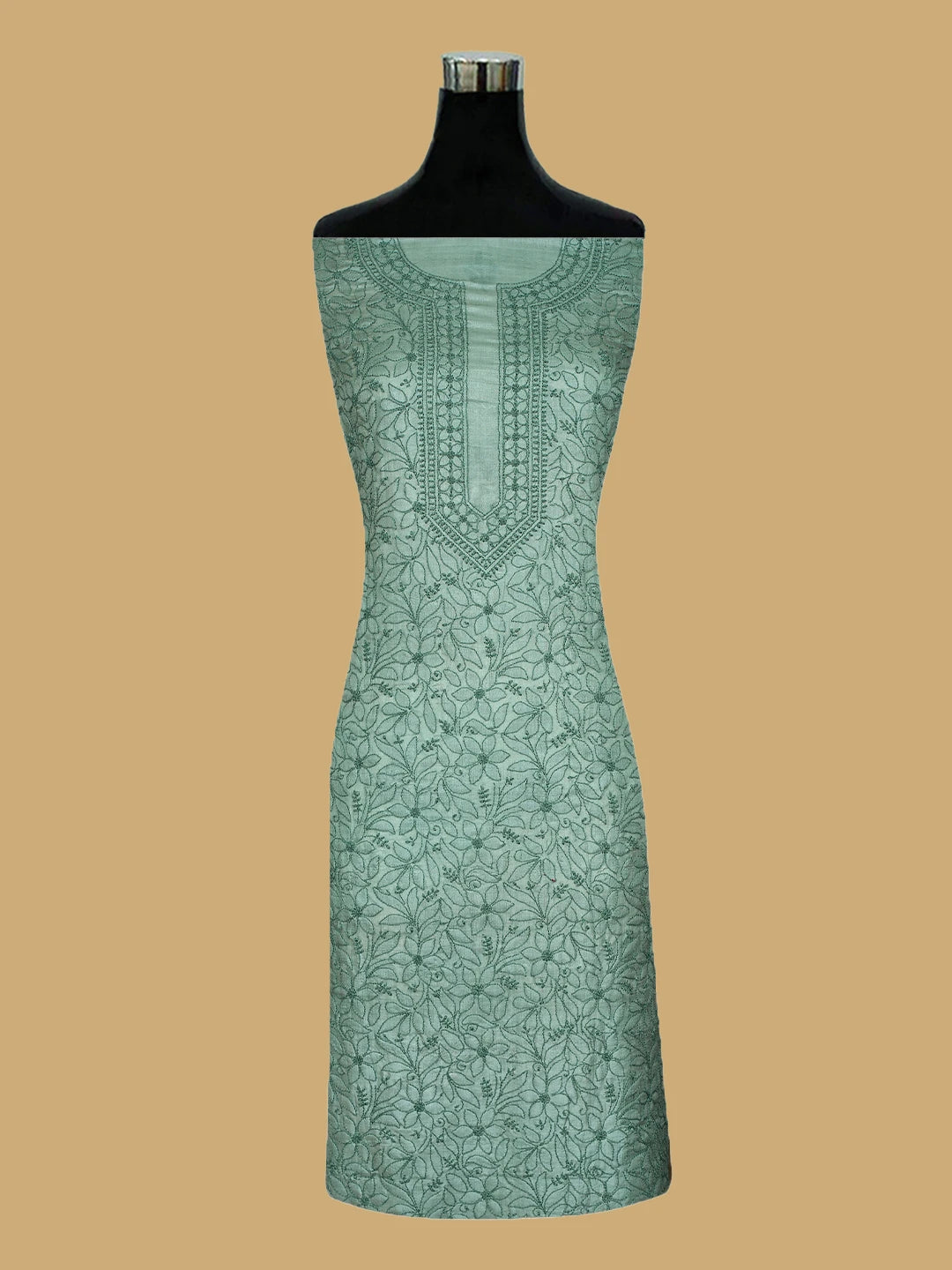 Ada Hand Embroidered Xanadu Grey Silk Lucknowi Chikankari Unstitched Suit Piece 01A626870