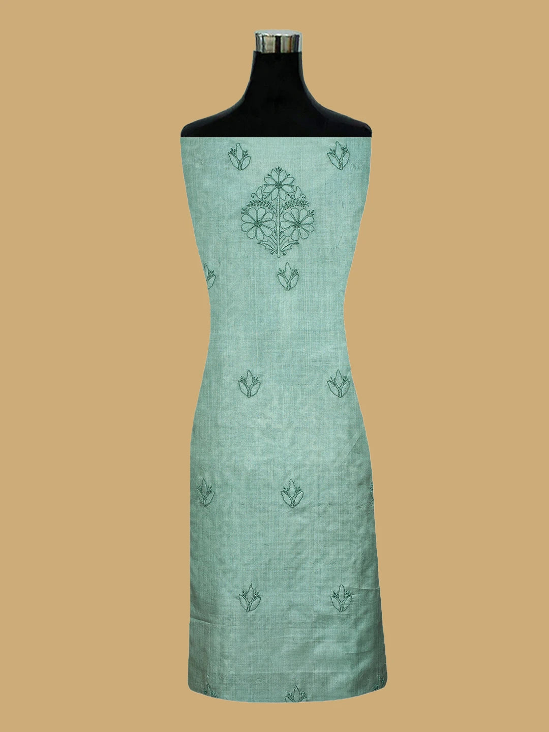 Ada Hand Embroidered Xanadu Grey Silk Lucknowi Chikankari Unstitched Suit Piece 01A626870