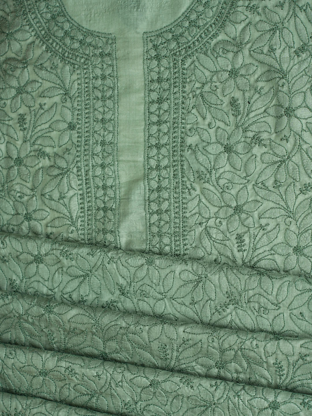 Ada Hand Embroidered Xanadu Grey Silk Lucknowi Chikankari Unstitched Suit Piece 01A626870