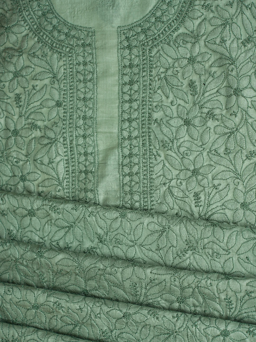 Ada Hand Embroidered Xanadu Grey Silk Lucknowi Chikankari Unstitched Suit Piece 01A626870
