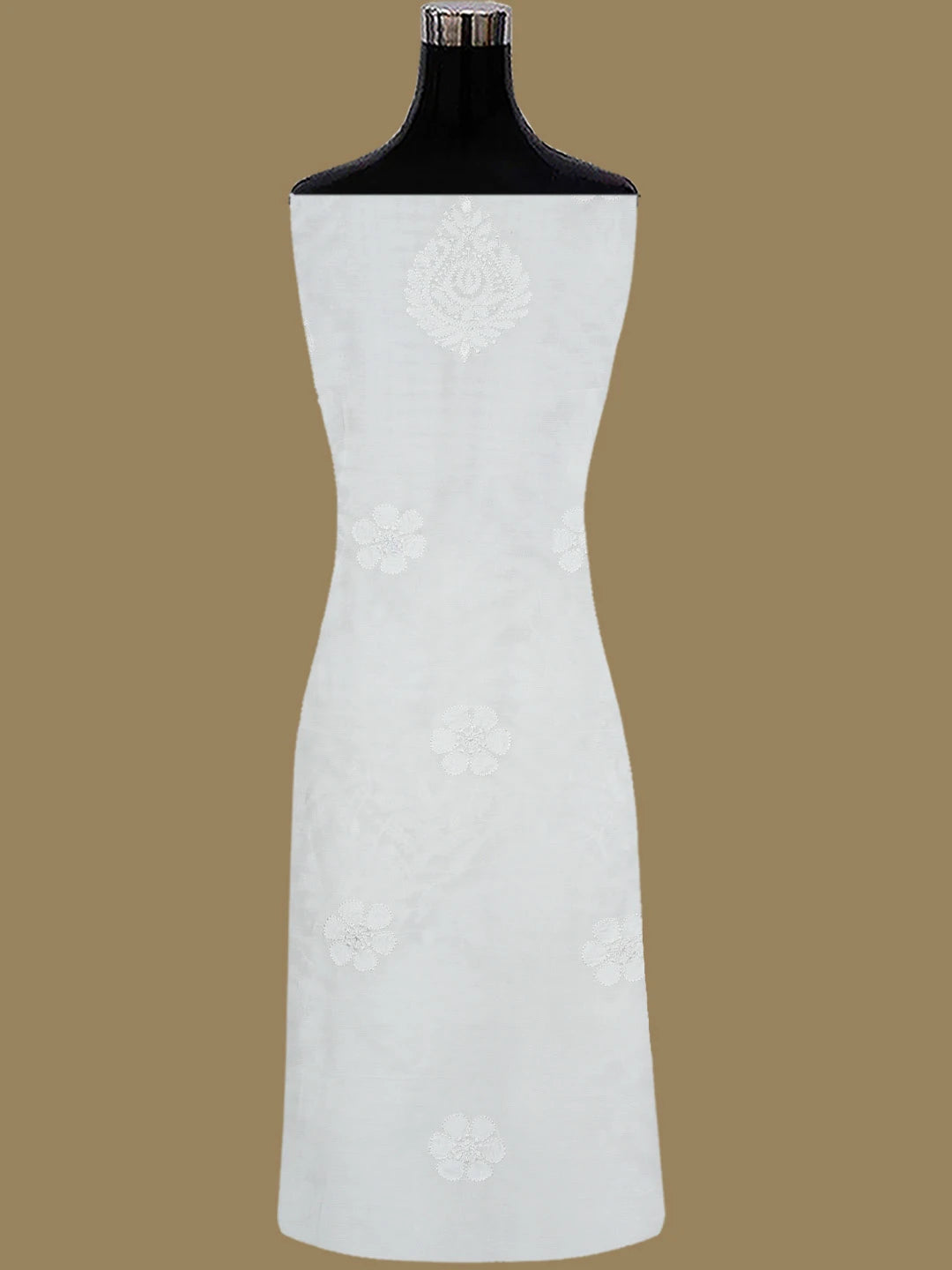 Ada Hand Embroidered White Muslin Lucknowi Chikankari Unstitched Kurta Dupatta Set 01A798315