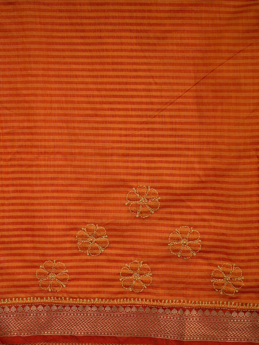 Ada Hand Embroidered Orange Chanderi Lucknowi Chikankari Saree and Blouse 01A798659
