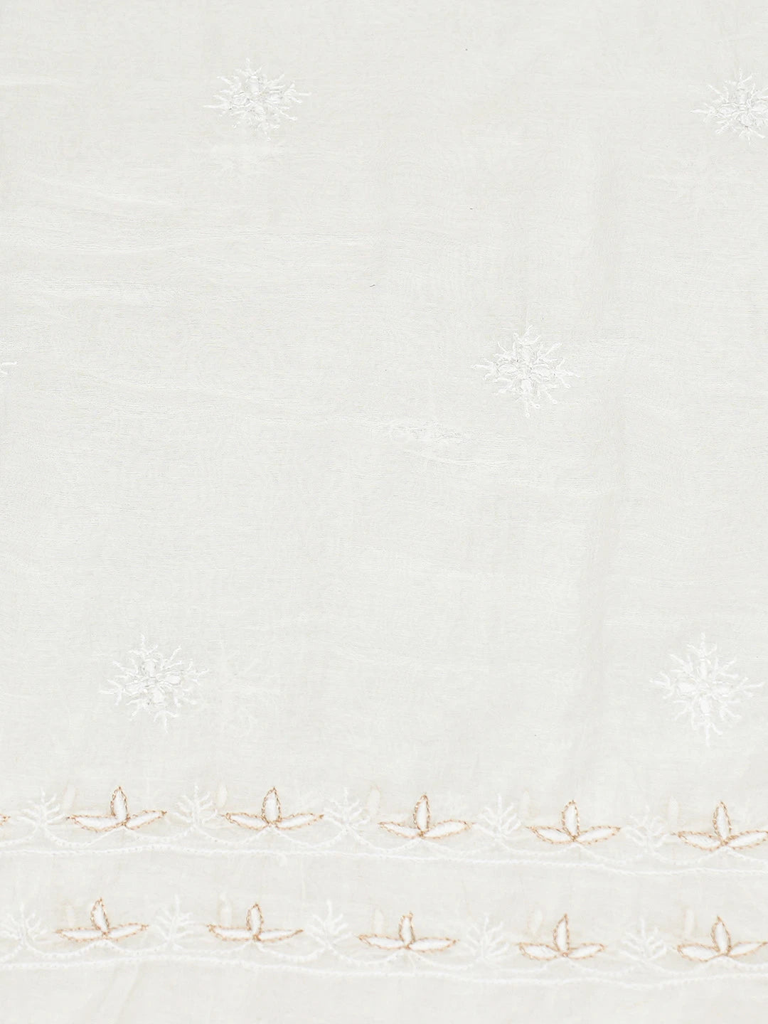 Ada Hand Embroidered White Chanderi Lucknowi Chikankari Unstitched Kurta Dupatta Set With Cutdana Work 01A784524