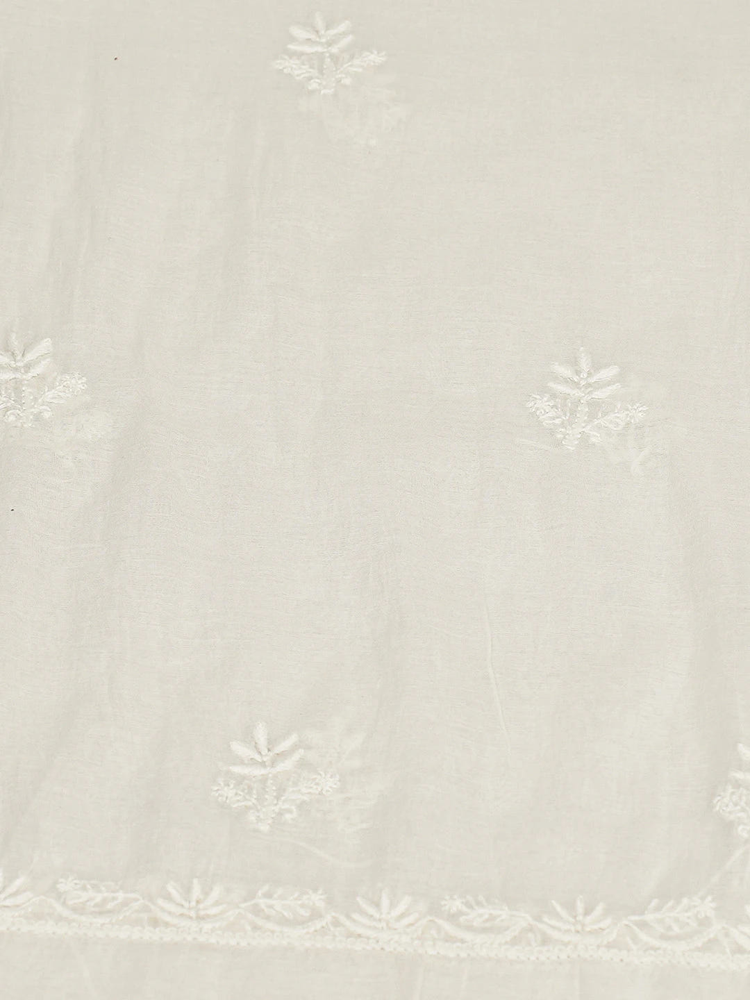 Ada Hand Embroidered White Chanderi Lucknowi Chikankari Unstitched Kurta Dupatta Set 01A701919