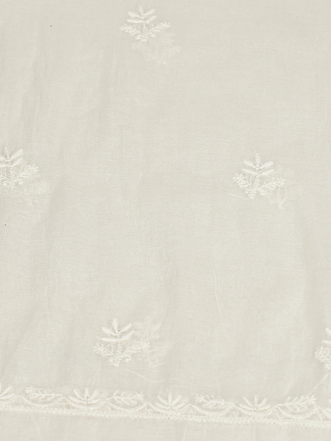 Ada Hand Embroidered White Chanderi Lucknowi Chikankari Unstitched Kurta Dupatta Set 01A701919