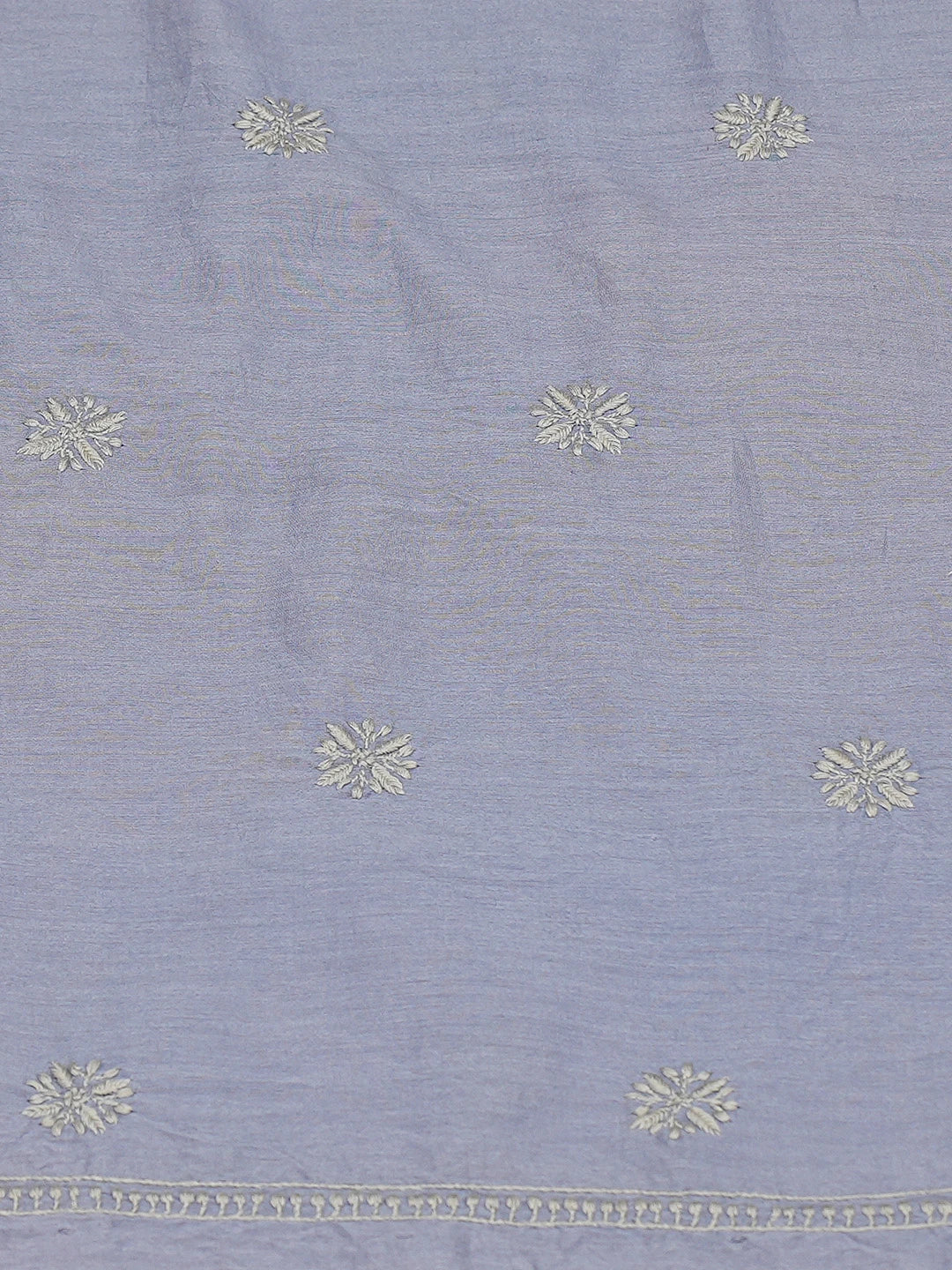 Ada Hand Embroidered Glaucous Blue Chanderi Lucknowi Chikankari Unstitched Kurta Dupatta Set 01A785623