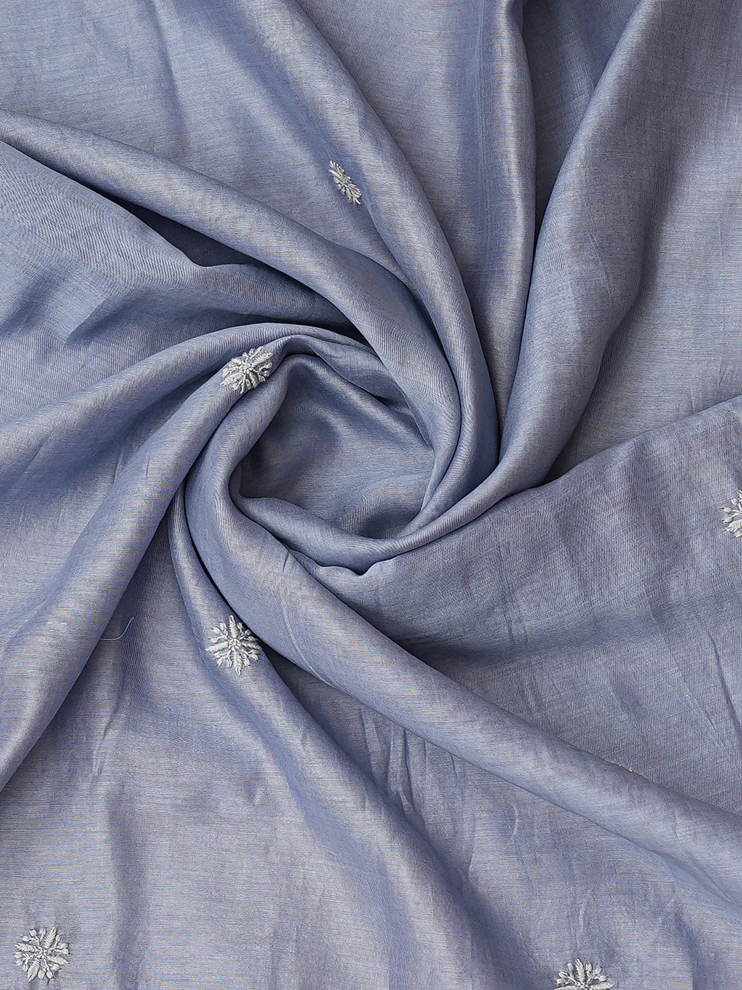 Ada Hand Embroidered Glaucous Blue Chanderi Lucknowi Chikankari Unstitched Kurta Dupatta Set 01A785623
