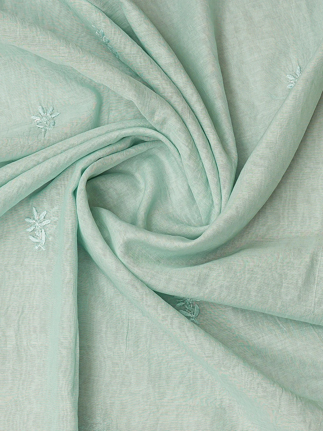 Ada Hand Embroidered Light Teal Green Chanderi Lucknowi Chikankari Unstitched Kurta Dupatta Set 01A798399