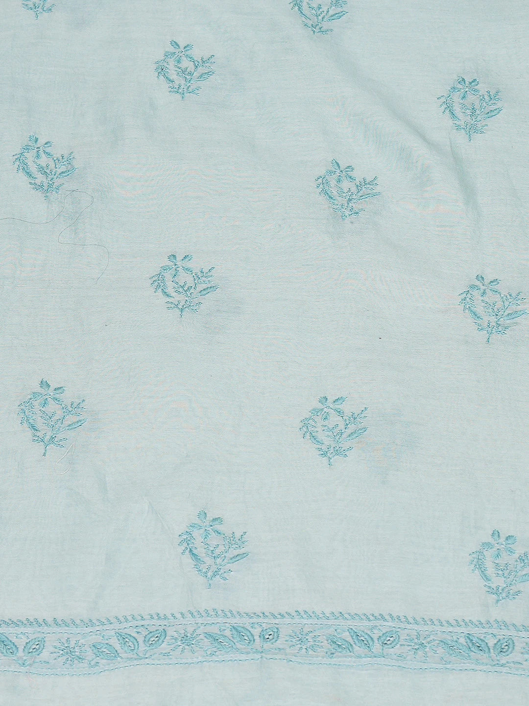 Ada Hand Embroidered Sky Blue Chanderi Lucknowi Chikankari Unstitched Kurta Dupatta Set 01A762439