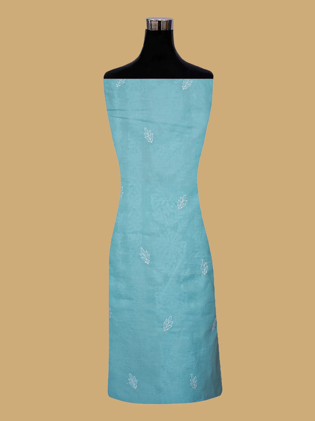 Ada Hand Embroidered Blue Cotton Lucknowi Chikankari Unstitched Suit Piece 01A785641