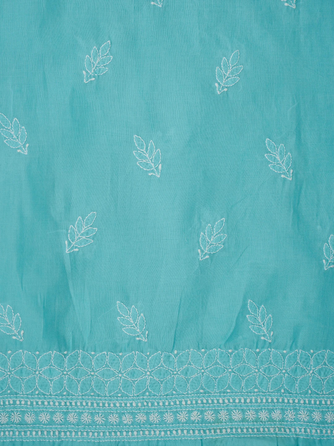 Ada Hand Embroidered Blue Cotton Lucknowi Chikankari Unstitched Suit Piece 01A785641