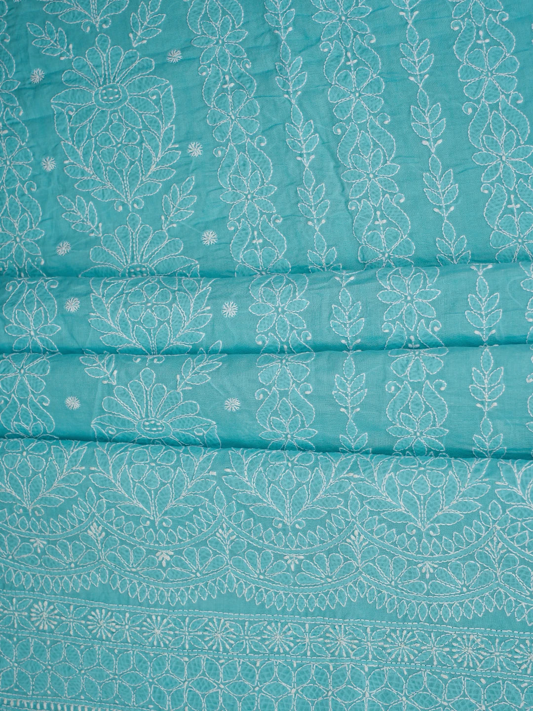 Ada Hand Embroidered Blue Cotton Lucknowi Chikankari Unstitched Suit Piece 01A785641