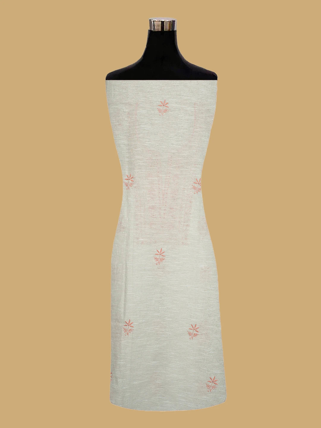 Ada Hand Embroidered Floral White Khadi Lucknowi Chikankari Unstitched Kurta Dupatta Set 01A309645