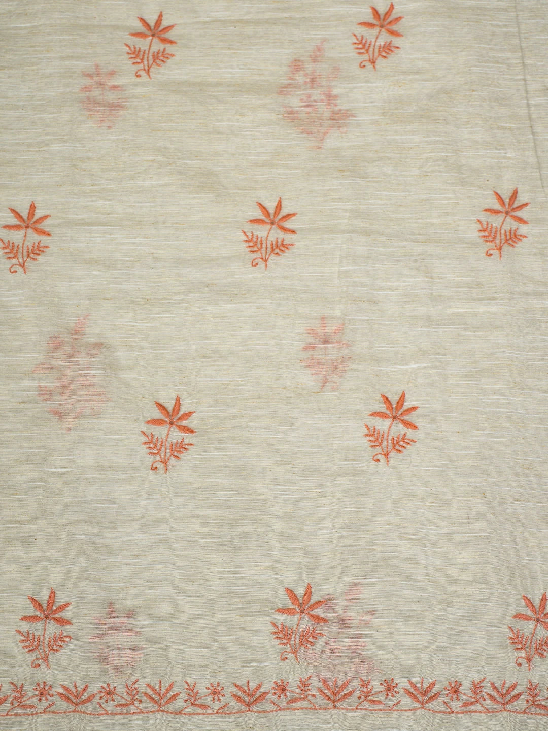 Ada Hand Embroidered Floral White Khadi Lucknowi Chikankari Unstitched Kurta Dupatta Set 01A309645